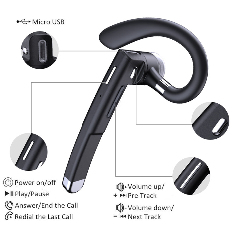 YK520 Wireless Bluetooth 5.0 Single Ear Headset Car Earhook Business Earphone with Charging Case YK520 Wireless Bluetooth 5.0 Single Ear Headset Car Earhook Business Earphone with Charging Case